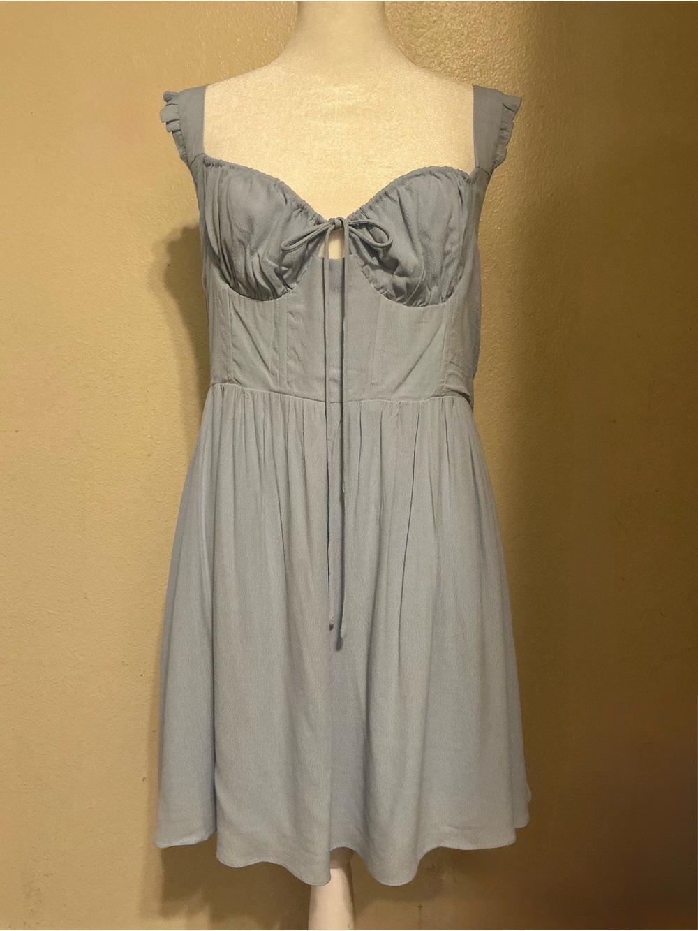 Glamorous Pale Blue Tie-Front Bustier Mini Dress